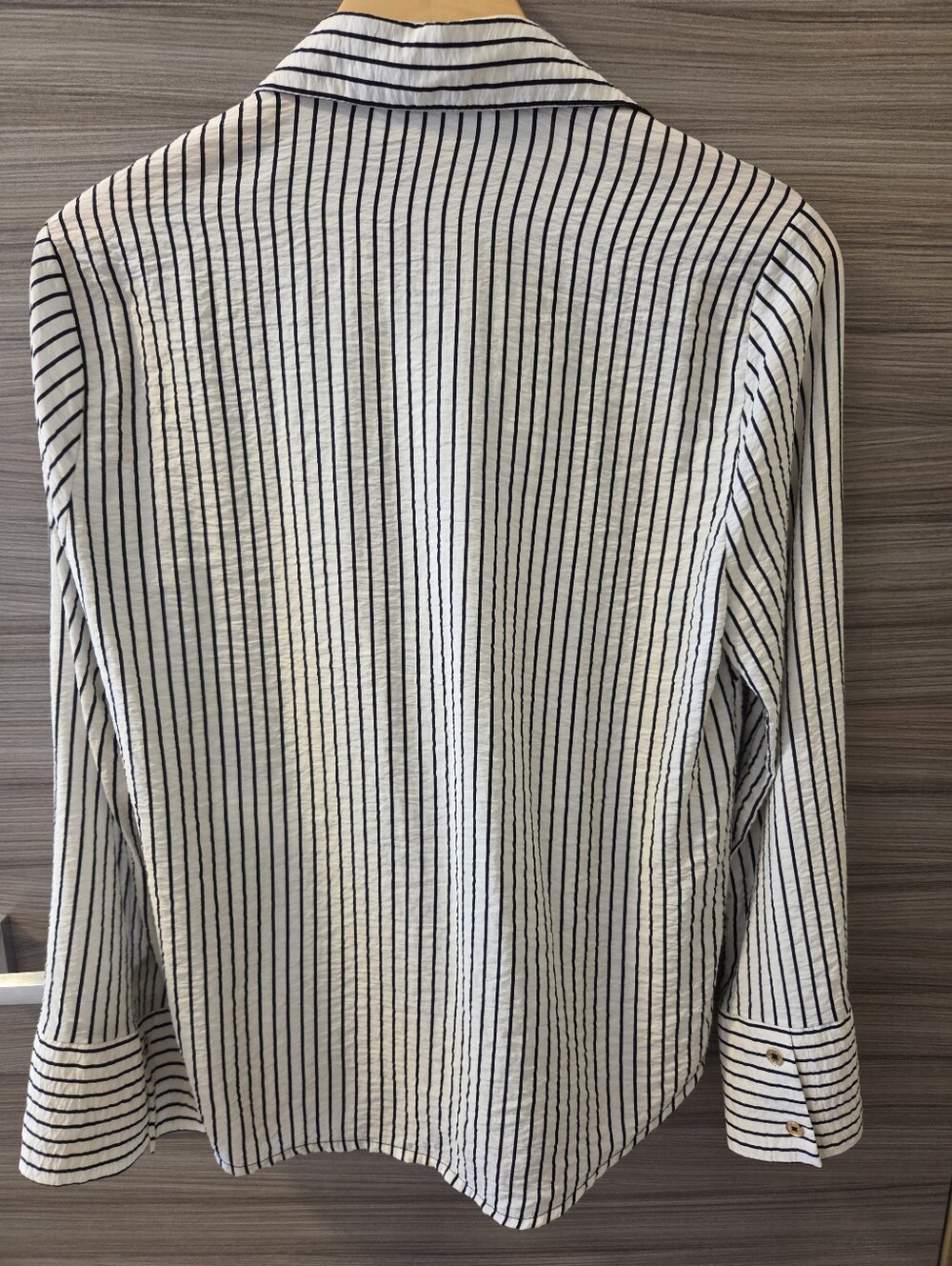 Michael Kors Striped Button Down Blouse Shirt White Black - Picture 5 of 6